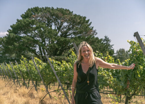 Marie guide francophone qui assure des visites guidées dans le vignoble de Stopham en Angleterre